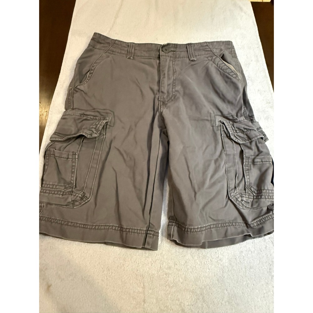 Unionbay Mens Gray Cotton Cargo Shorts Size 32 Relaxed Fit Utility Pockets